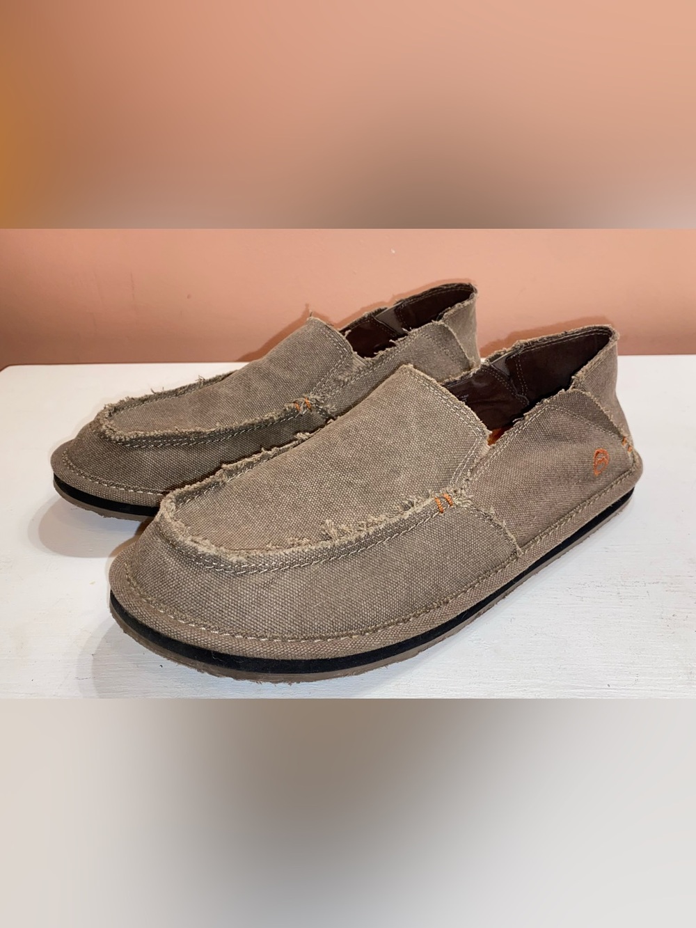 MAGELLAN OUTDOORS Canvas Slip-On Loafers. BROWN Size 11D